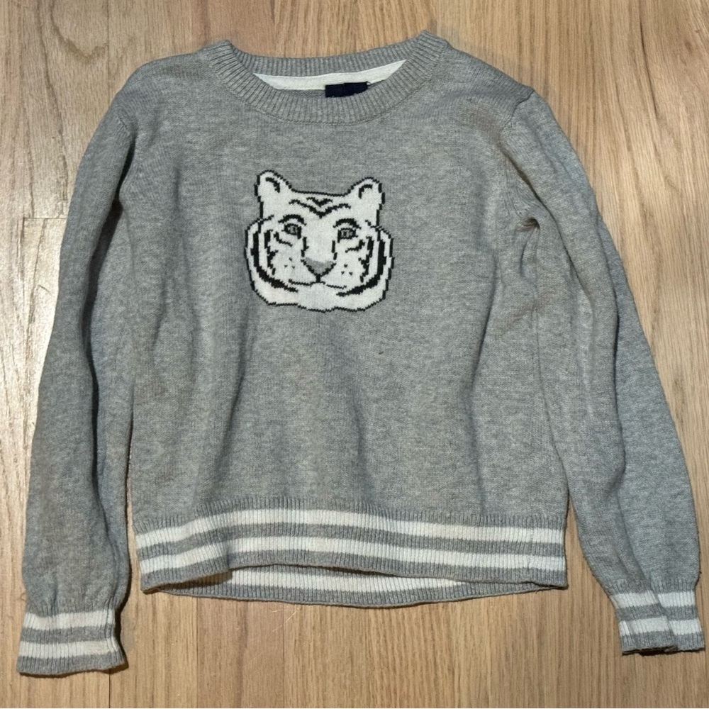 Janie & Jack Gray Knit Tiger Sweater 4